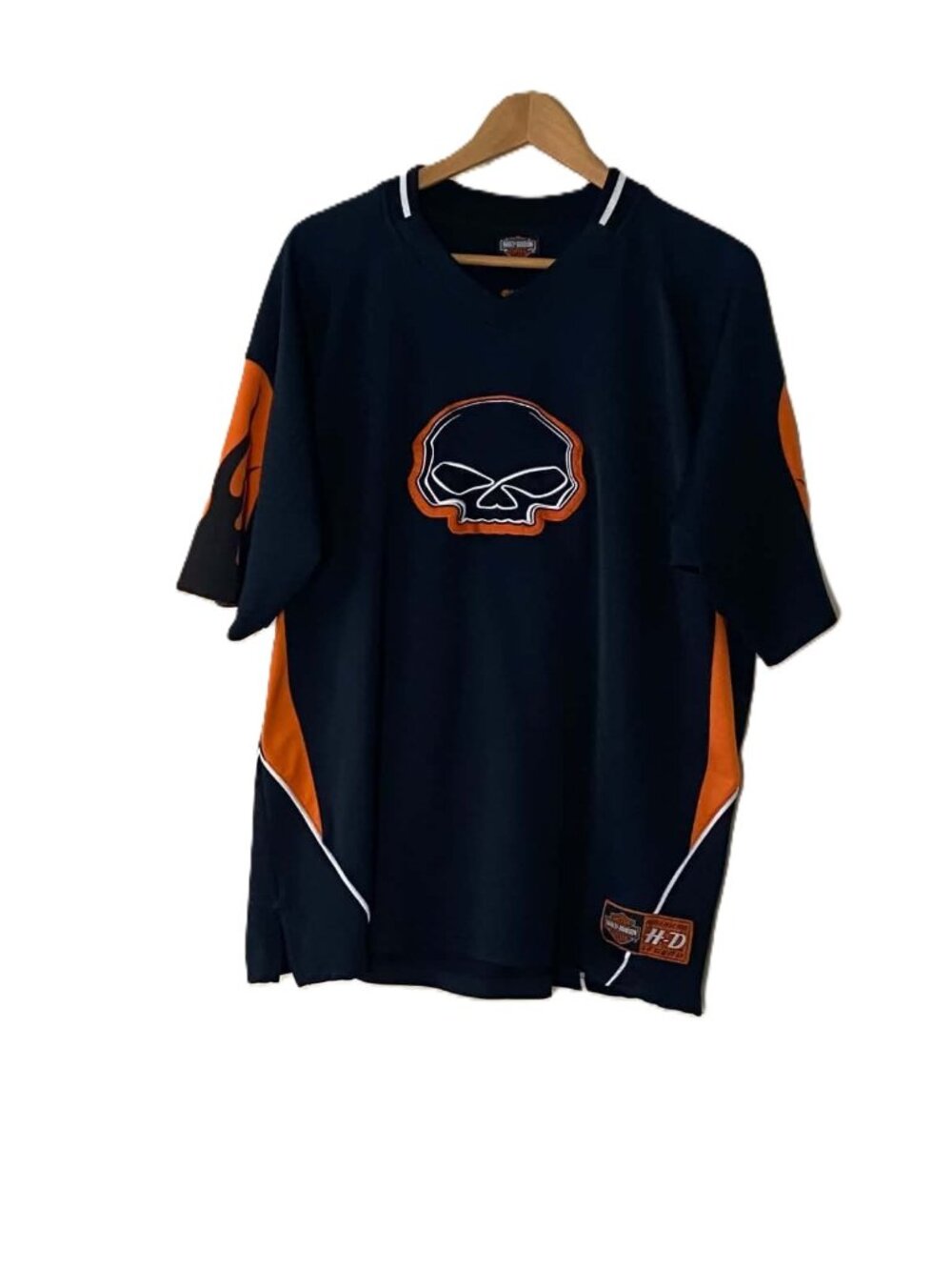 Harley-Davidson American HD Legend Jersey Men's XL Black Orange Skull Flames